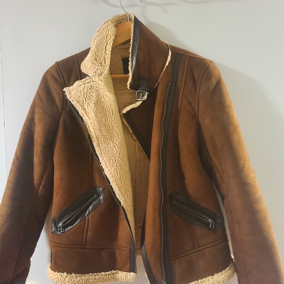 Zara Suede Sherpa-lined jacket - Picture 5 of 8